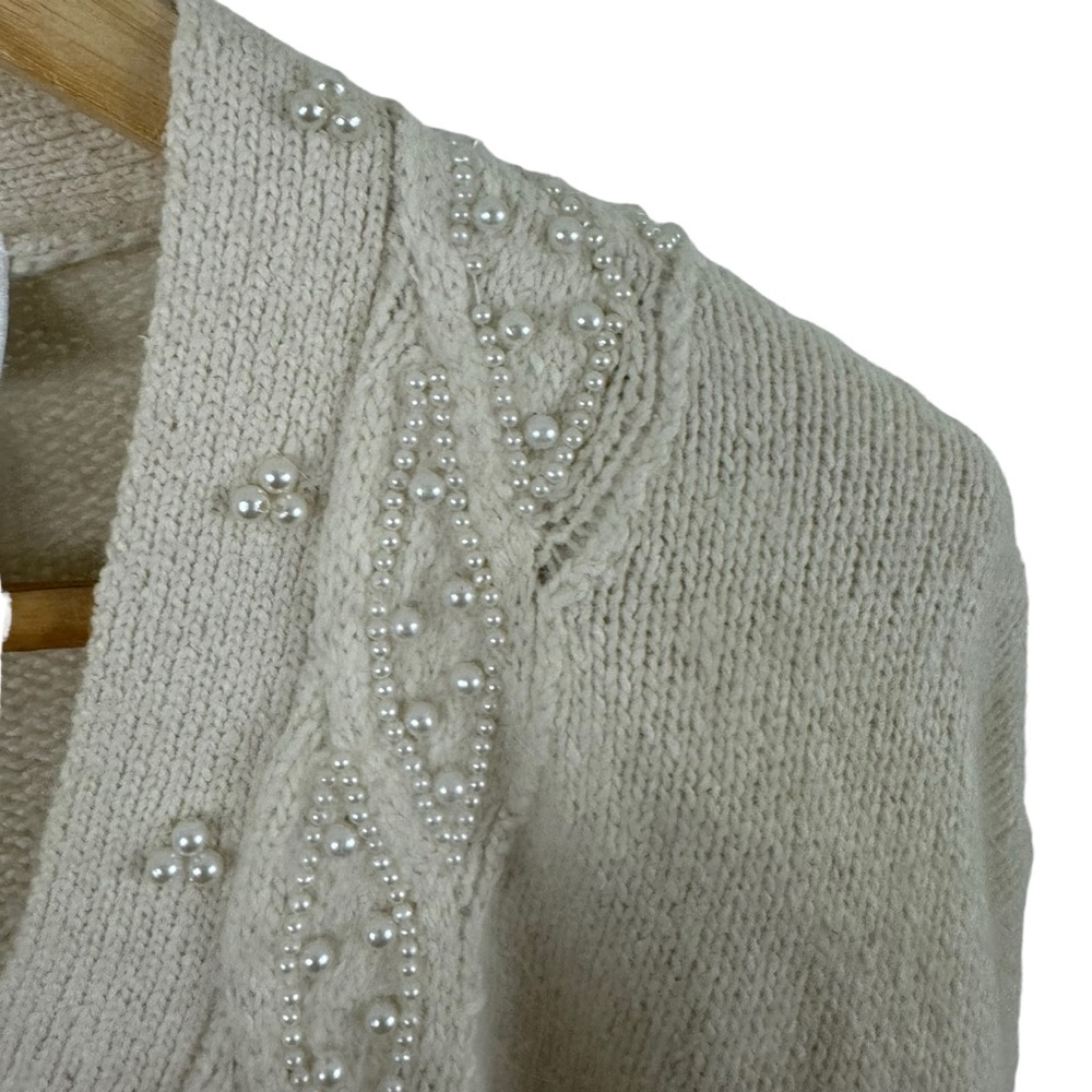 Vintage Angora Silk Cardigan by Private Party Size L Pearl Beaded Grannycore - Picture 6 of 11